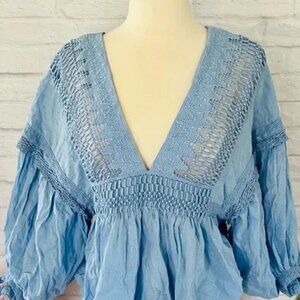 Sky Blue Free People Blouse